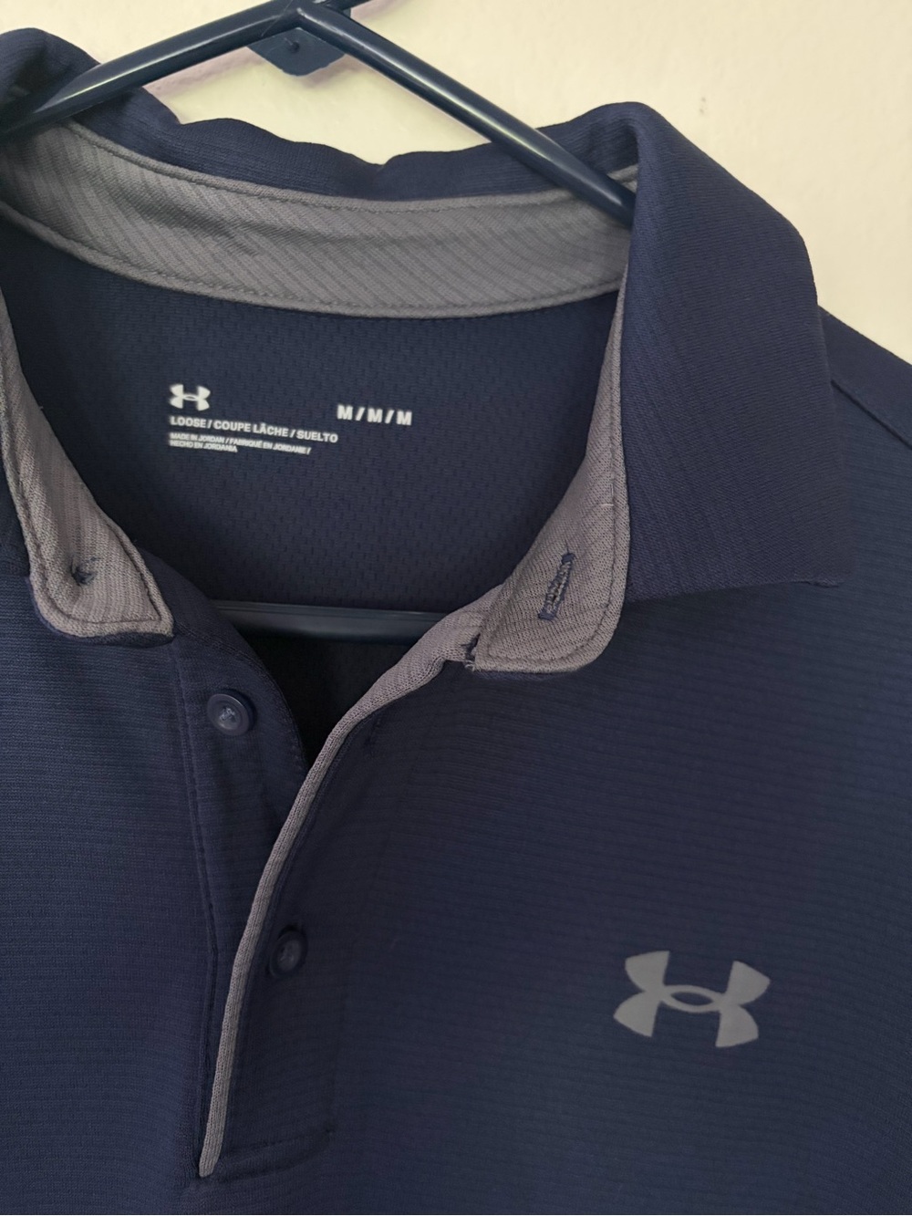 Under Armour Navy Polo with Gray Logo Trim - Picture 2 of 2